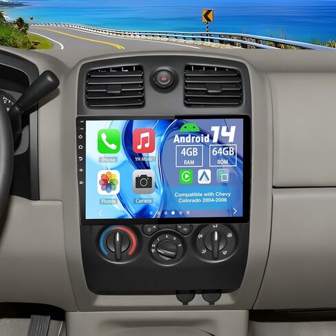 Android 14 Double Din Car Stereo Upgrade Radio for Chevy Colorado 2004-2006, 4G+64G 10.1" Touchscreen w/Wireless Carplay Android Auto GPS WiFi Bluetooth DSP SWC Mirrorlink Mic Backup Camera in Kuwait