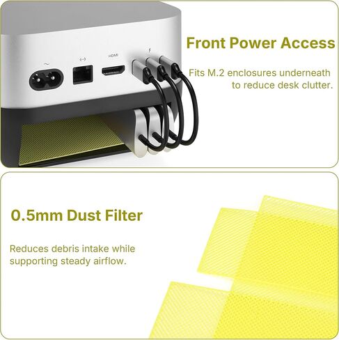 حامل قاعدة لجهاز Mac mini M4 وM4 Pro، وصول إلى زر الطاقة الأمامي، حامل تبريد ABS، تصميم مضاد للغبار والانزلاق لتدفق الهواء، تنظيم المكتب، ملحقات Mac mini M4 (أسود) in Kuwait
