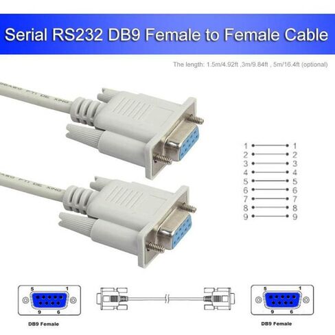 2 حزمة كابل تسلسلي DB9 أنثى إلى أنثى RS-232 محمي بطول 10 أقدام، عزل HDPE، متوافق مع UL للكمبيوتر والأجهزة التسلسلية in Kuwait