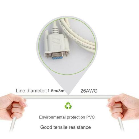2 حزمة كابل تسلسلي DB9 أنثى إلى أنثى RS-232 محمي بطول 10 أقدام، عزل HDPE، متوافق مع UL للكمبيوتر والأجهزة التسلسلية in Kuwait