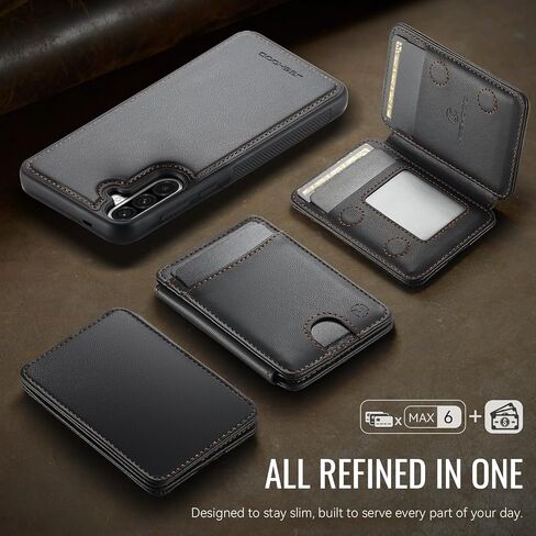 Magnetic Case for Samsung Galaxy A36 5G, Detachable Card Holder and RFID Blocking 2-in-1, Bi-fold Wallet Style Flip Case, Card Holder Can Be Used as Stand, for Samsung Galaxy A36 6.7" - Black in Kuwait