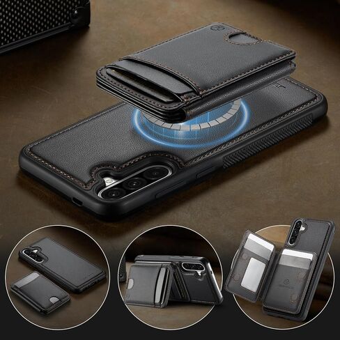 Magnetic Case for Samsung Galaxy A36 5G, Detachable Card Holder and RFID Blocking 2-in-1, Bi-fold Wallet Style Flip Case, Card Holder Can Be Used as Stand, for Samsung Galaxy A36 6.7" - Black in Kuwait