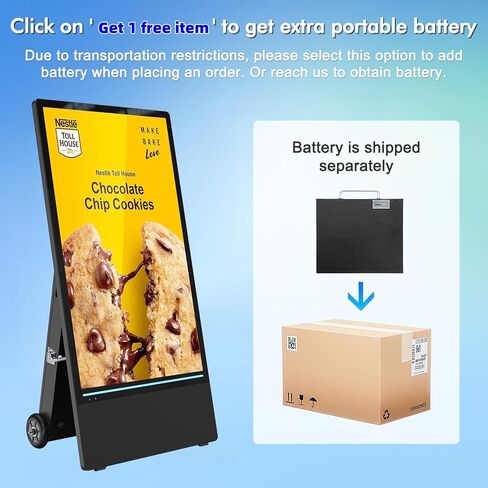 MWE 43 Inch Outdoor Digital Signage Display, Portable Battery Powered High Brightness Screen Advertising Display Kiosk, Movable Waterproof Digital Poster, Android Kiosk in Kuwait