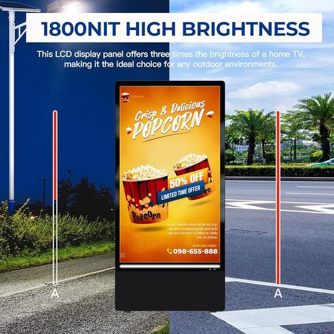 MWE 43 Inch Outdoor Digital Signage Display, Portable Battery Powered High Brightness Screen Advertising Display Kiosk, Movable Waterproof Digital Poster, Android Kiosk in Kuwait