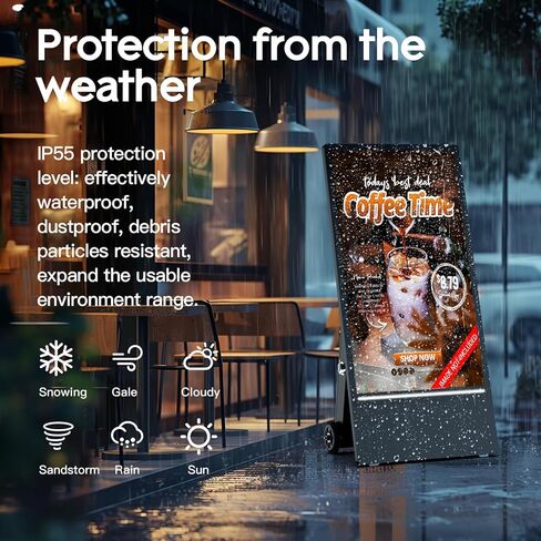MWE 43 Inch Outdoor Digital Signage Display, Portable Battery Powered High Brightness Screen Advertising Display Kiosk, Movable Waterproof Digital Poster, Android Kiosk in Kuwait