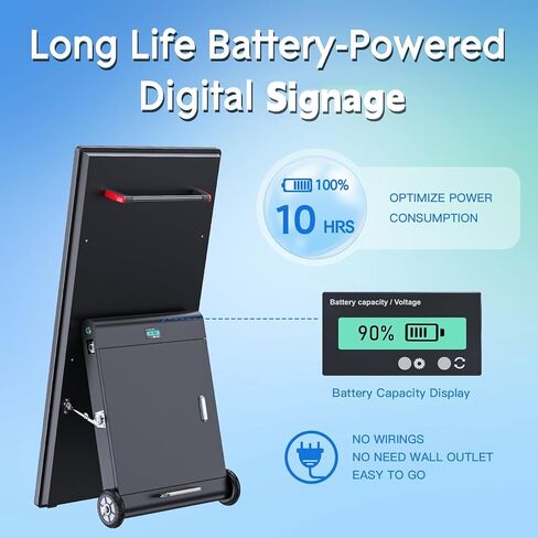 MWE 43 Inch Outdoor Digital Signage Display, Portable Battery Powered High Brightness Screen Advertising Display Kiosk, Movable Waterproof Digital Poster, Android Kiosk in Kuwait