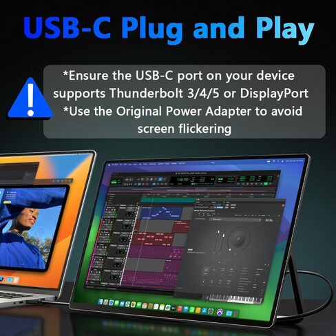 13.3" OLED Portable Touchscreen Monitor, 1080P HDR VESA 500 Nits, USB-C HDMI External Display with Stand (Vertical Monitor) & Speakers for Laptop PC Mac Android (No Touch for iPhone/iPad/Consoles) in Kuwait