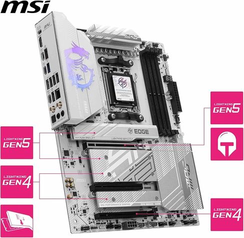 MSI MPG B850 Edge TI WiFi Motherboard, ATX - Supports AMD Ryzen 9000/8000 / 7000 Processors, AM5-80A SPS VRM, DDR5 Memory Boost (8400+MT/s OC), PCIe 5.0 x16, M.2 Gen5, Wi-Fi 7, 5G LAN (Renewed) in Kuwait