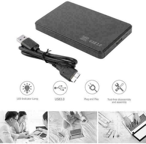 2.5 inch SATA HDD External Hard Disk Box SSD Enclosure Case USB 3.0 with Cable in Kuwait