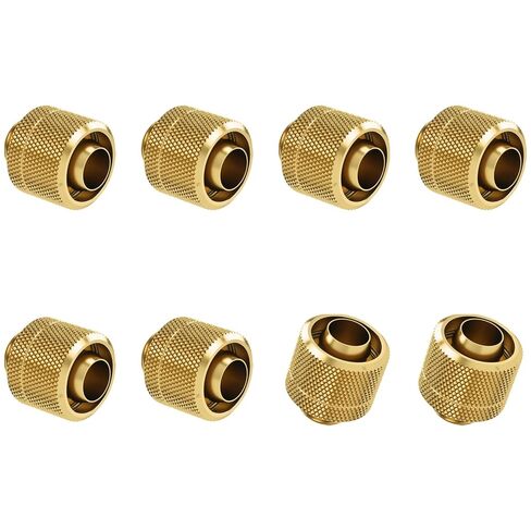 Barrow 8-Pack G1/4" Thread to 3/8" ID، 5/8" OD تركيب ضغط للأنابيب الناعمة - يستخدم لأنبوب ناعم 10/16 مم (ID/OD)، موصل أنبوب ناعم مع حلقة دائرية محكمة الغلق لأنظمة تبريد المياه بالكمبيوتر، ذهبي in Kuwait