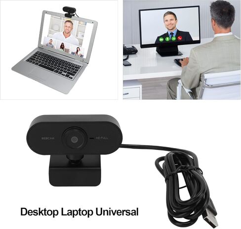 1080P HD Webcam with Built in Microphone, USB2.0 Plug and Play Web Camera, 360° Adjustable Clip for Desktop Laptop PC, Online Class Live Streaming Video Conferencing in Kuwait