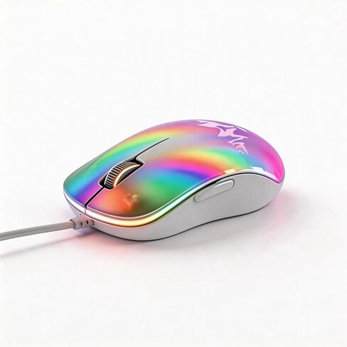【 تأثير ديناميكي لمرآة RGB وبدون تأخير والتوصيل والتشغيل 】 ماوس سلكي بمرآة RGB للكمبيوتر المحمول للألعاب 2026، يصل إلى 3200 نقطة في البوصة، نمط Cyberpunk، قابل للتبديل مع أضواء متعددة، تصميم مريح in Kuwait