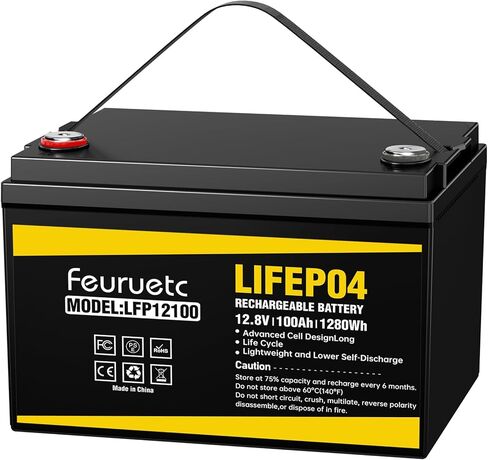 12V 200Ah Lithium LiFePO4 Battery, Built-in 200A BMS, 2560Wh Energy Storage, Iron Phosphate 8000-15000 Deep Cycles Battery for Solar, Trolling Motor, RV（2pc） in Kuwait