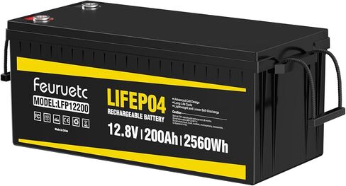 بطارية ليثيوم LiFePO4 12 فولت 200 أمبير، مدمجة 200 أمبير BMS، تخزين طاقة 2560 وات في الساعة، بطارية فوسفات الحديد 8000-15000 ذات دورات عميقة للطاقة الشمسية، محرك التصيد، RV (قطعتان) in Saudi Arabia