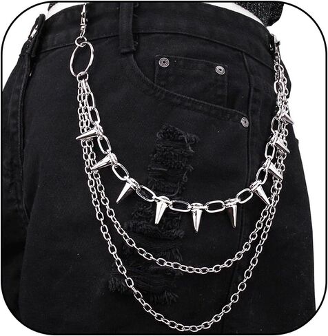 Goth Silver Pants Chain Punk Pocket Chain Trouser Chain for Women Men Body Accessories in Saudi Arabia