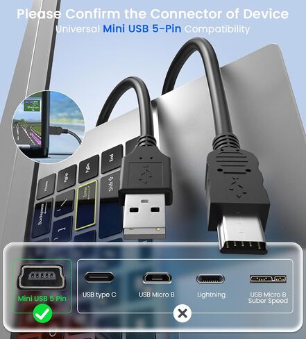 Mini USB Cable Compatible with Garmin GPS Navigator GPS Charger Cable Designed for Garmin Drive 53 Nuvi DriveSmart DriveAssist Dezl Approach Magellan Zumo Navigon GPS Power Cord for Dash Cam in Kuwait