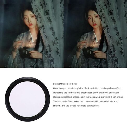 Black Diffusion 1/8 Filter, Mist Cinematic Effect Filter with Multi Layer Coatings, for GR4 GR3 GR2 LX10 G7X3 G7X2 ZV1 Cameras in Kuwait