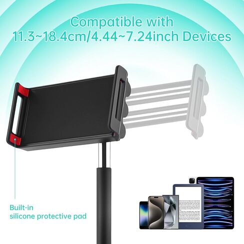 Tablet Stand, Carbon Steel Rod Adjustable Height Angle Pad Stand, 360° Tilt Weighted Metal Base Office Desktop Tab Stand Holder, Portable Monitor Support, (for 4.7-10.9 in Tablet) in Kuwait