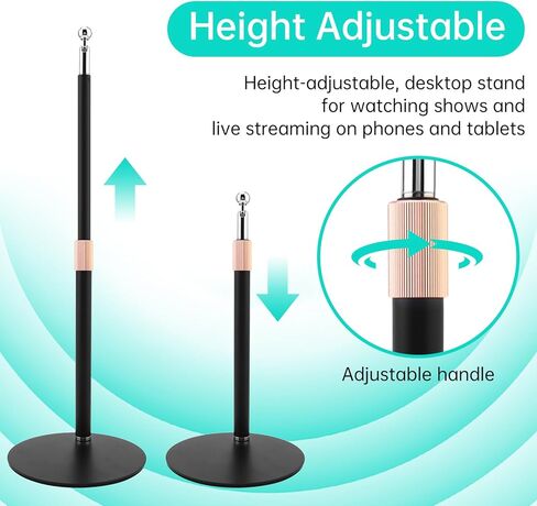 Tablet Stand, Carbon Steel Rod Adjustable Height Angle Pad Stand, 360° Tilt Weighted Metal Base Office Desktop Tab Stand Holder, Portable Monitor Support, (for 4.7-10.9 in Tablet) in Kuwait