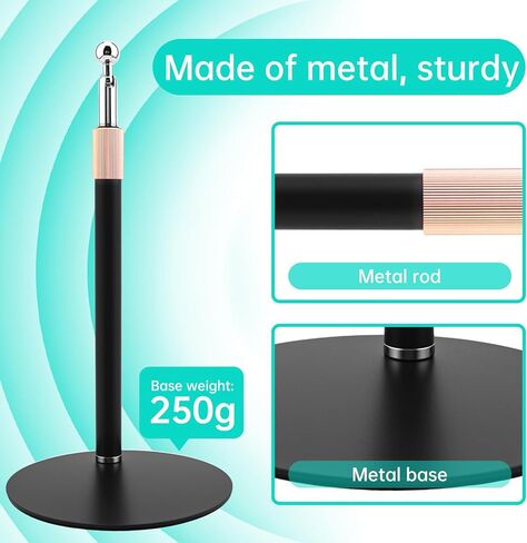 Tablet Stand, Carbon Steel Rod Adjustable Height Angle Pad Stand, 360° Tilt Weighted Metal Base Office Desktop Tab Stand Holder, Portable Monitor Support, (for 4.7-10.9 in Tablet) in Kuwait