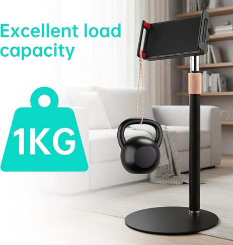 Tablet Stand, Carbon Steel Rod Adjustable Height Angle Pad Stand, 360° Tilt Weighted Metal Base Office Desktop Tab Stand Holder, Portable Monitor Support, (for 4.7-10.9 in Tablet) in Kuwait