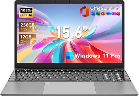 2026 كمبيوتر محمول FHD IPS مقاس 15.6 بوصة للأعمال والمنزل، وذاكرة وصول عشوائي سعتها 12 جيجابايت، ومحرك أقراص SSD سعة 256 جيجابايت، ومعالج Intel 5205U، ولوحة مفاتيح بإضاءة خلفية، وبصمة الإصبع، ولوحة مفاتيح رقمية، وكاميرا، وUSB، وWin 11 Pro، مع ترخيص مدى ال in Kuwait