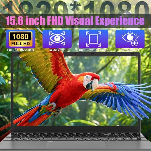 2026 كمبيوتر محمول FHD IPS مقاس 15.6 بوصة للأعمال والمنزل، وذاكرة وصول عشوائي سعتها 12 جيجابايت، ومحرك أقراص SSD سعة 256 جيجابايت، ومعالج Intel 5205U، ولوحة مفاتيح بإضاءة خلفية، وبصمة الإصبع، ولوحة مفاتيح رقمية، وكاميرا، وUSB، وWin 11 Pro، مع ترخيص مدى ال in Kuwait