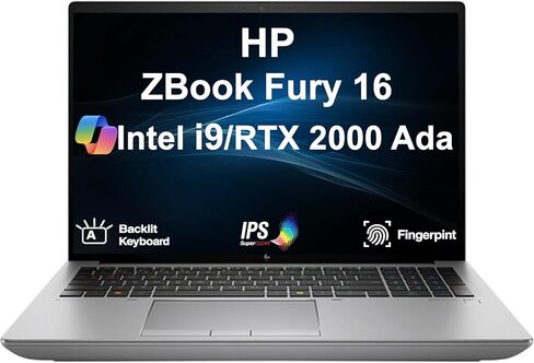 HP ZBook Fury 16 Mobile Workstation 16.0" 60Hz IPS WUXGA Display (Intel i9-13950HX, RTX 2000 Ada 8GB, 128GB DDR5, 4TB PCIe SSD, Backlit KB, Fingerprint, 2 Thunderbolt 4, WiFi 7, Win 11 Pro) in Kuwait