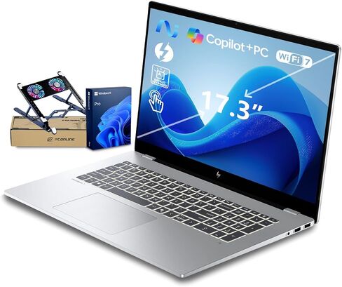 كمبيوتر HP OmniBook 7 مقاس 17.3 بوصة يعمل باللمس من الجيل التالي من الذكاء الاصطناعي، Ultra 7 258V (حتى 4.8 جيجا هرتز)، ذاكرة الوصول العشوائي 32 جيجا بايت، 2 تيرابايت SSD، Intel AI Boost NPU (47 قطعة علوية)، عمر بطارية طوال اليوم، Wi-Fi 7، Win11 Pro، حزمة in Kuwait