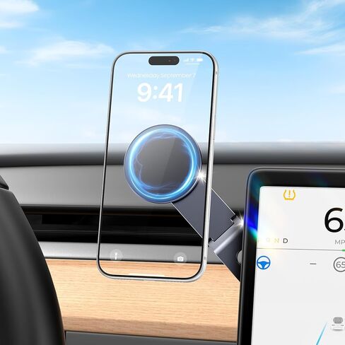 حامل هاتف Tesla لـ Magsafe: حامل هاتف سيارة Tesla لملحقات Tesla Model 3/Y 【أقوى مغناطيس N52 + قابل للتعديل 360 درجة】 حامل سيارة مخفي قابل للطي مغناطيسي iPhone وAndroid in Kuwait
