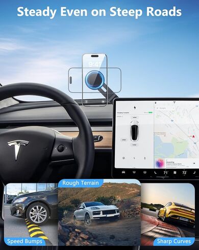 حامل هاتف Tesla لـ Magsafe: حامل هاتف سيارة Tesla لملحقات Tesla Model 3/Y 【أقوى مغناطيس N52 + قابل للتعديل 360 درجة】 حامل سيارة مخفي قابل للطي مغناطيسي iPhone وAndroid in Kuwait