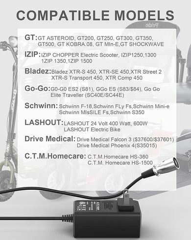 شاحن سكوتر متحرك VHBW 24V 2A من أجل تنقل الفخر، Go-Go Elite Traveller، كرسي كهربائي Jazzy، ShopRider، Drive Medical، والمزيد، موصل XLR ذو 3 دبابيس in Kuwait