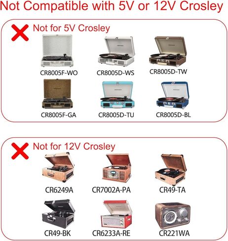 شاحن محول تيار متردد/تيار مستمر 9 فولت لـ Crosley Cruiser I II III Series 3 سرعات قرص دوار محمول لحقيبة السفر CR8005A CR8005A-BK/BL/GR/PI/TP/TU/TW/CU/ST CR8005C CR6005A CR221 CR89 سلك الطاقة in Kuwait