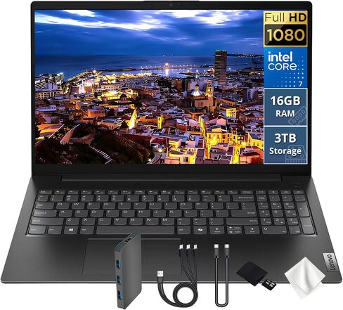 Lenovo V15 Gen 5 15.6" FHD Laptop, Intel Core 7 240H, 16GB DDR5, 2TB Storage(1TB SSD&1TB Docking Station Set), Intel Graphics, Numeric Keypad, HD Webcam, Wi-Fi 6, Win 11, Black in Kuwait
