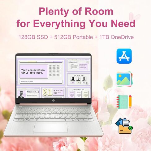 كمبيوتر محمول HP خفيف الوزن مقاس 14 بوصة بلون ذهبي وردي، مع Office 365 وCopilot AI، ومعالج Intel، وذاكرة وصول عشوائي سعتها 4 جيجابايت، ومحرك أقراص SSD سعة 64 جيجابايت، ونظام التشغيل Windows 11 in Kuwait