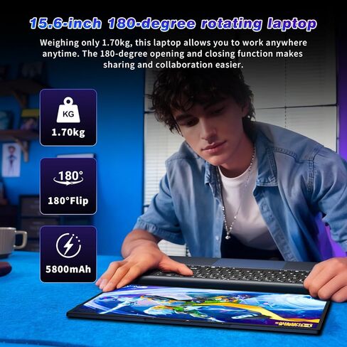 كمبيوتر محمول مقاس 16 بوصة، شاشة FHD IPS 1200 بكسل، كمبيوتر محمول للألعاب i5 (يصل إلى 3.6 جيجا هرتز) لذاكرة الوصول العشوائي 16 جيجا بايت و512 جيجا بايت SSD، واي فاي ثنائي النطاق BT5.0، بطارية طويلة الأمد، كمبيوتر Win 11 Pro للألعاب، كمبيوتر محمول لطلاب ال in Kuwait