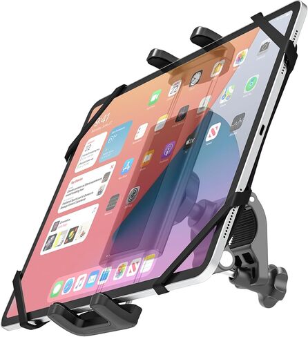 Charchendo Anti Shake Universal E-Bike Handlebar Tablet Mount with Anti Fall Strap, Motorcycle/Bike/Electric Scooter Tablet Holder Compatible with 4-13'' iPad Pro/Air/Mini, iPhones, Galaxy Z, E-Book in Kuwait