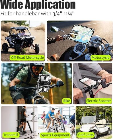 Charchendo Anti Shake Universal E-Bike Handlebar Tablet Mount with Anti Fall Strap, Motorcycle/Bike/Electric Scooter Tablet Holder Compatible with 4-13'' iPad Pro/Air/Mini, iPhones, Galaxy Z, E-Book in Kuwait