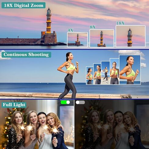 كاميرا رقمية محمولة، كاميرا صغيرة FHD 1080P مع تكبير رقمي 18X، كاميرا أطفال قابلة للشحن، كاميرا جيب للمراهقين والطلاب والأولاد والبنات وكبار السن (أزرق) in Kuwait