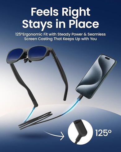 AR Smart Glasses USB-C Cable, 20Gbps USB 3.2 Gen2 Data & 60W Fast Charging – Compatible with XREAL Air/One, VITURE Pro XR, Rokid Max, RayNeo and More; 125° Ergonomic L-Shape Connector (6.6 FT（2M）) in Saudi Arabia