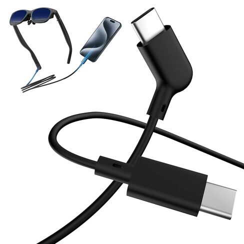 AR Smart Glasses USB-C Cable, 20Gbps USB 3.2 Gen2 Data & 60W Fast Charging – Compatible with XREAL Air/One, VITURE Pro XR, Rokid Max, RayNeo and More; 125° Ergonomic L-Shape Connector (6.6 FT（2M）) in Kuwait