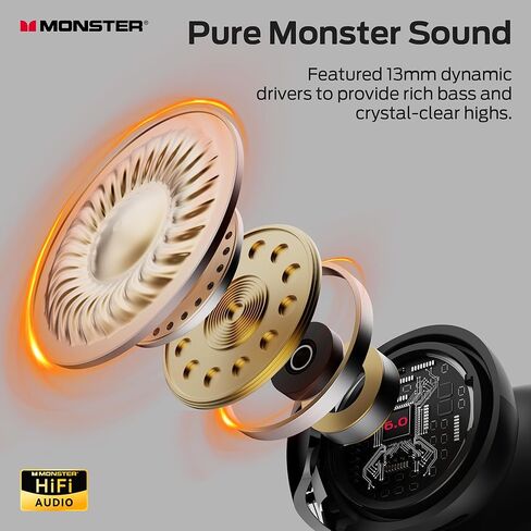سماعات أذن مفتوحة Monster AC228، عمر بطارية يصل إلى 24 ساعة، مقاومة للماء IPX5، بلوتوث 6.0، ملاءمة مريحة طوال اليوم، مشبك لاسلكي على سماعات الأذن للجري وركوب الدراجات in Kuwait
