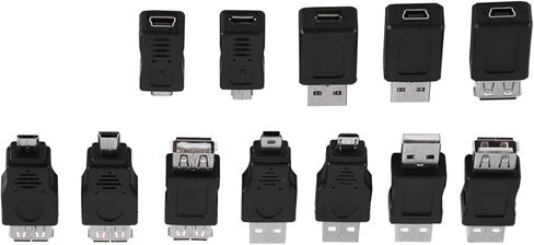 حزمة من 12 محول USB2.0 MiniMicro ذكر أنثى محولات موصلات لتجربة التوصيل والتشغيل السلس، أسود 12 قطعة للمسافرين والطلاب in Kuwait