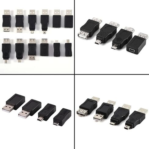 حزمة من 12 محول USB2.0 MiniMicro ذكر أنثى محولات موصلات لتجربة التوصيل والتشغيل السلس، أسود 12 قطعة للمسافرين والطلاب in Kuwait