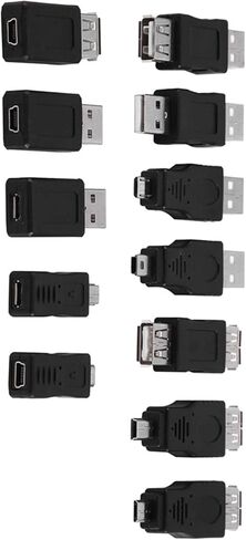 حزمة من 12 محول USB2.0 MiniMicro ذكر أنثى محولات موصلات لتجربة التوصيل والتشغيل السلس، أسود 12 قطعة للمسافرين والطلاب in Kuwait