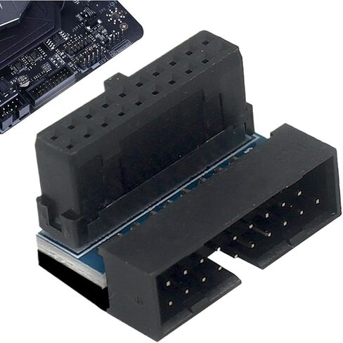 محول اللوحة الأم USB 3.0 - مشغل كابل 90 درجة 19/20 دبوس، محول تمديد اللوحة الأم USB، لمحطة عمل الكمبيوتر الشخصي وغرفة ألعاب المكتب المنزلي in Kuwait