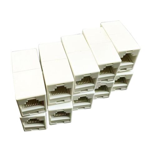 RJ45 Coupler Female, Network Cable Joiner, 10x Double Straight Head Plug with Function, Modular Connector Tool with Precision, Solid Wire Gear Strength, Home Accessories for Standard Ethernet Setup in Kuwait