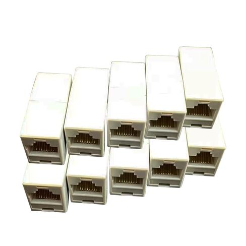 RJ45 Coupler Female, Network Cable Joiner, 10x Double Straight Head Plug with Function, Modular Connector Tool with Precision, Solid Wire Gear Strength, Home Accessories for Standard Ethernet Setup in Kuwait