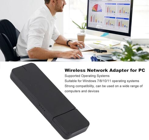محول واي فاي USB، محول شبكة لاسلكية ثنائي النطاق 300 ميجا بت في الثانية 2.4 جيجا 5 جيجا مع برنامج تشغيل RT3572 لسلسلة 7 8 10 11 والتلفزيون B C D E EH ES in Kuwait