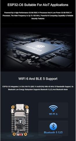 waveshare ESP32-C6 1.47inch Display Development Board 172×320 Resolution 262K Color LCD, 32-bit RISC-V Processor,Supports Wi-Fi 6(802.11 b/g/n) and Bluetooth 5 (LE) in Kuwait